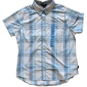 Ladies - Eddie Bauer Adventure Shirt Light Blue Plaid Shirt